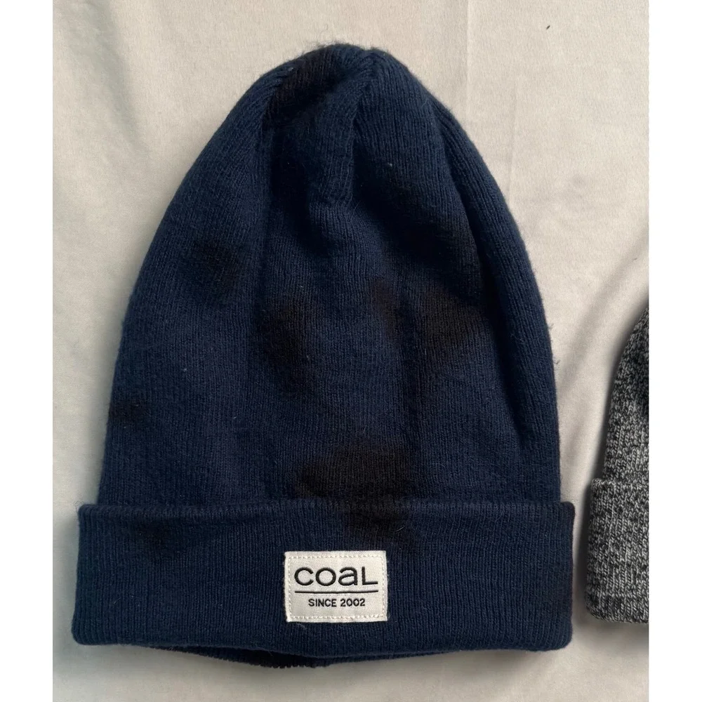 Coal Headwear Beanie Bundle The Uniform Low Grey Marl and Navy Blue Knit Hats